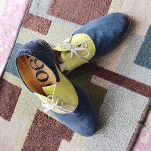 Men's 1901 Suede Leather Shoes size 10.5M color light green &navy blue